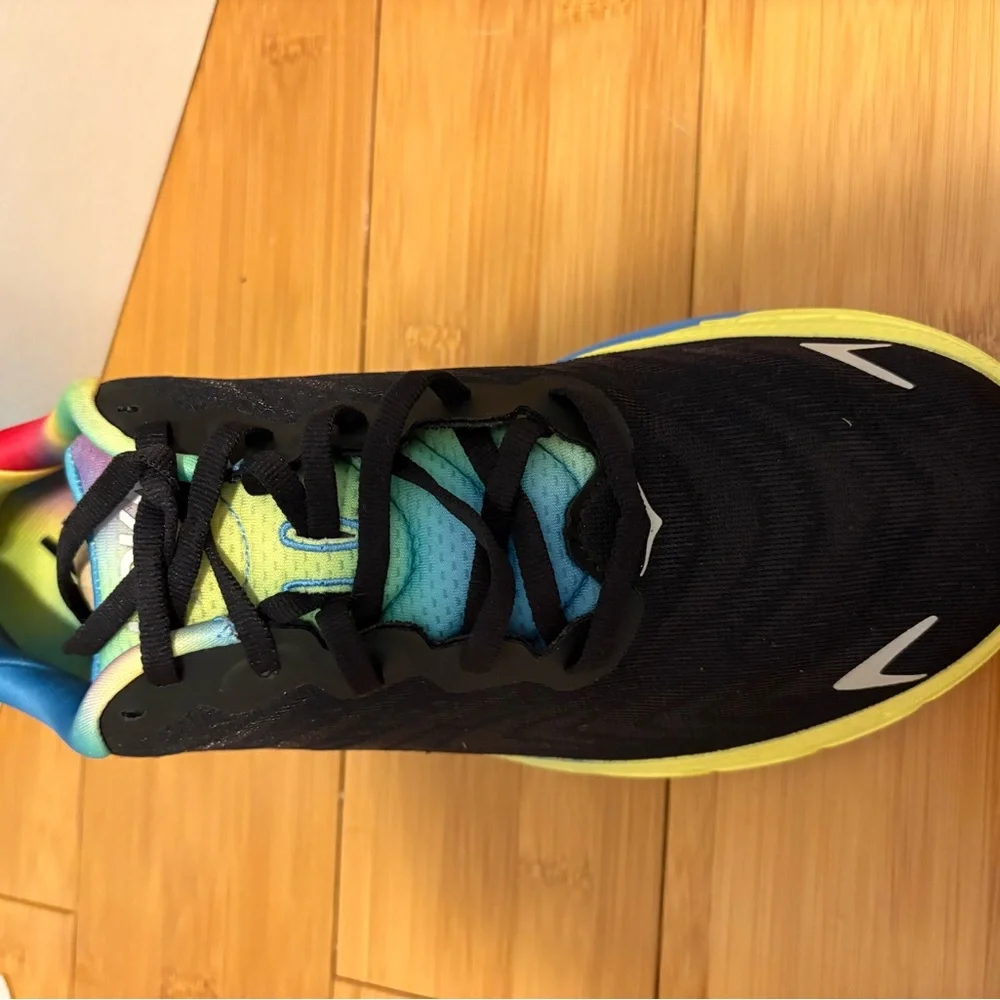 Hoka Black and Blue Sneakers with Yellow Accents - Picture 4 of 5